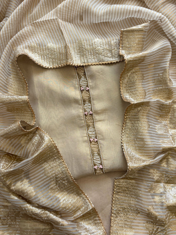 Shimmer Organza Suit with Banarasi Jacquard Dupatta