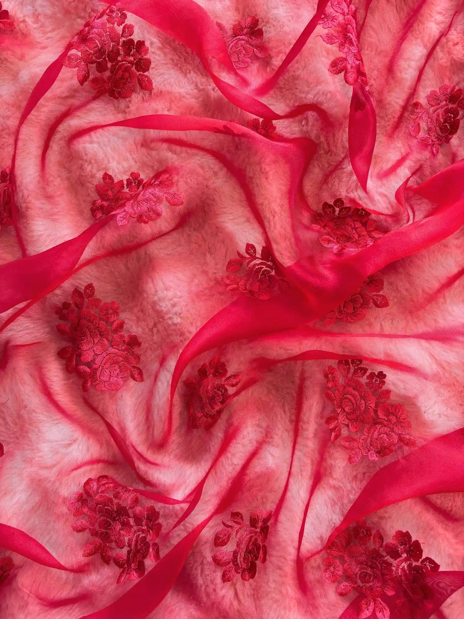 Glass tissue Designer Heavy floral thread embroidered Suit - The Zareesh