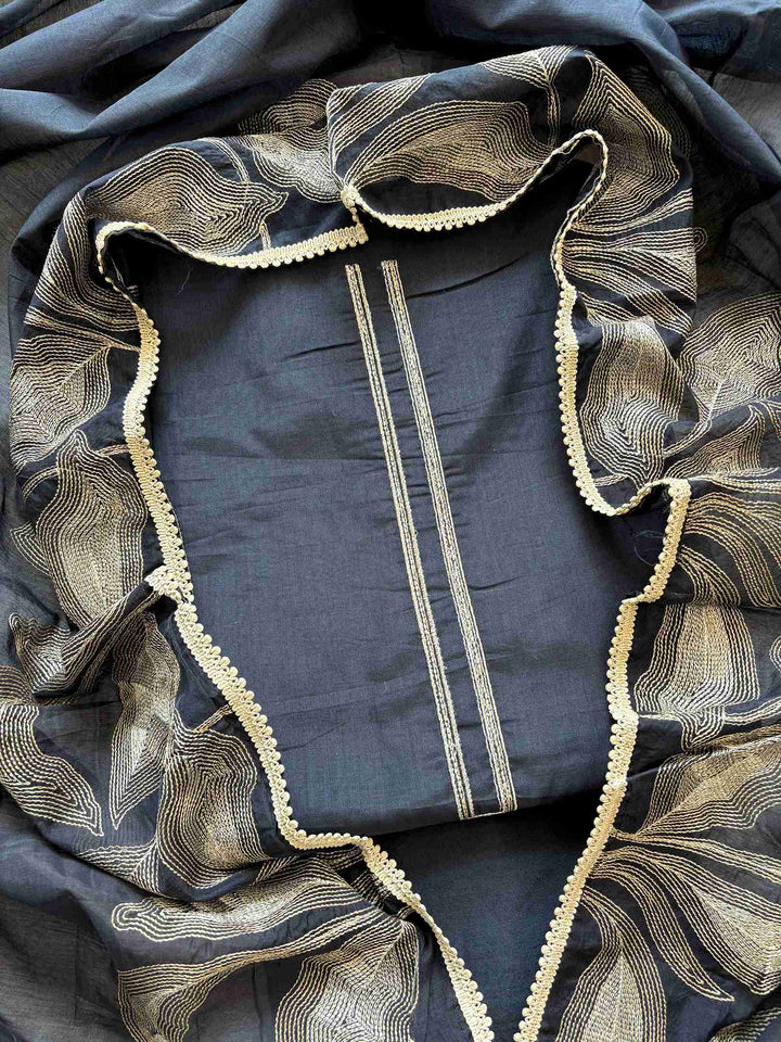 Cotton chanderi unstitched suits