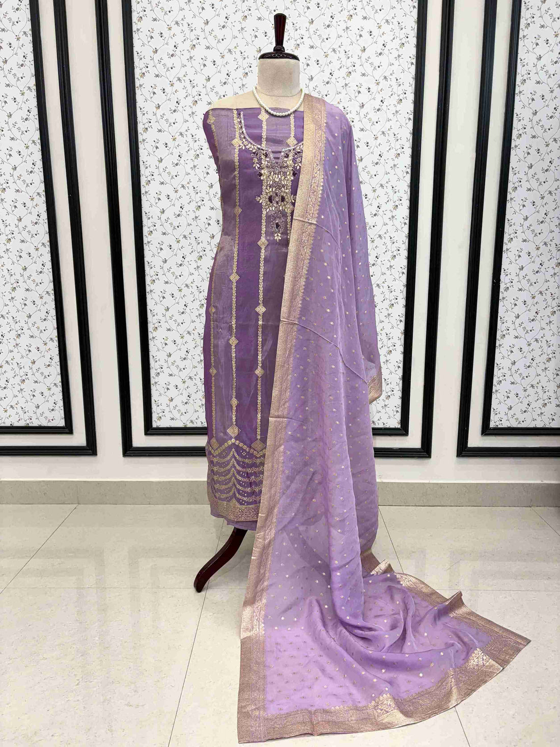 party wear unstitched suit in banarasi weaving - The Zareesh