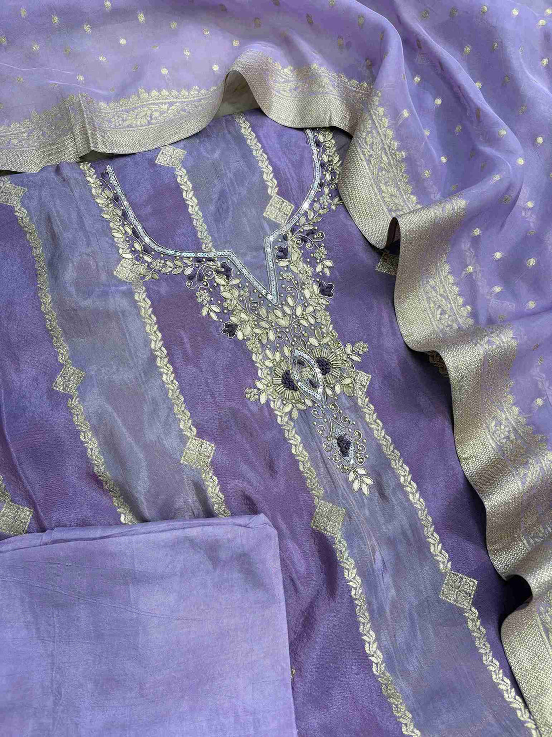 party wear unstitched suit in banarasi weaving - The Zareesh