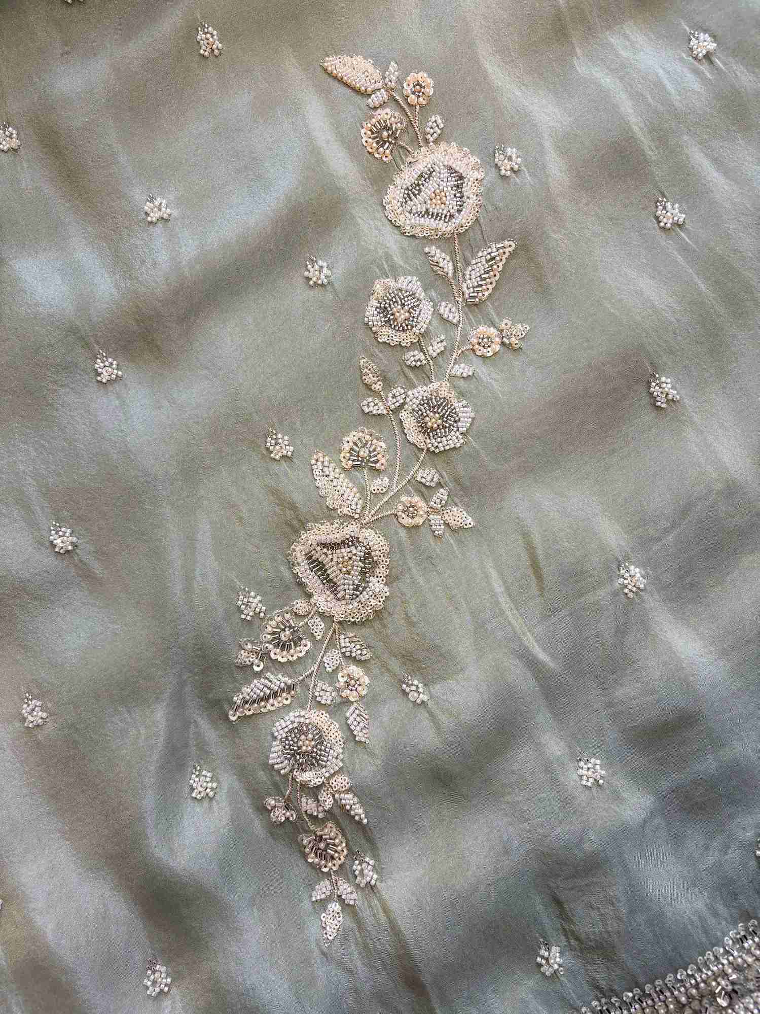 TISSUE suit set with cutdana work - The Zareesh