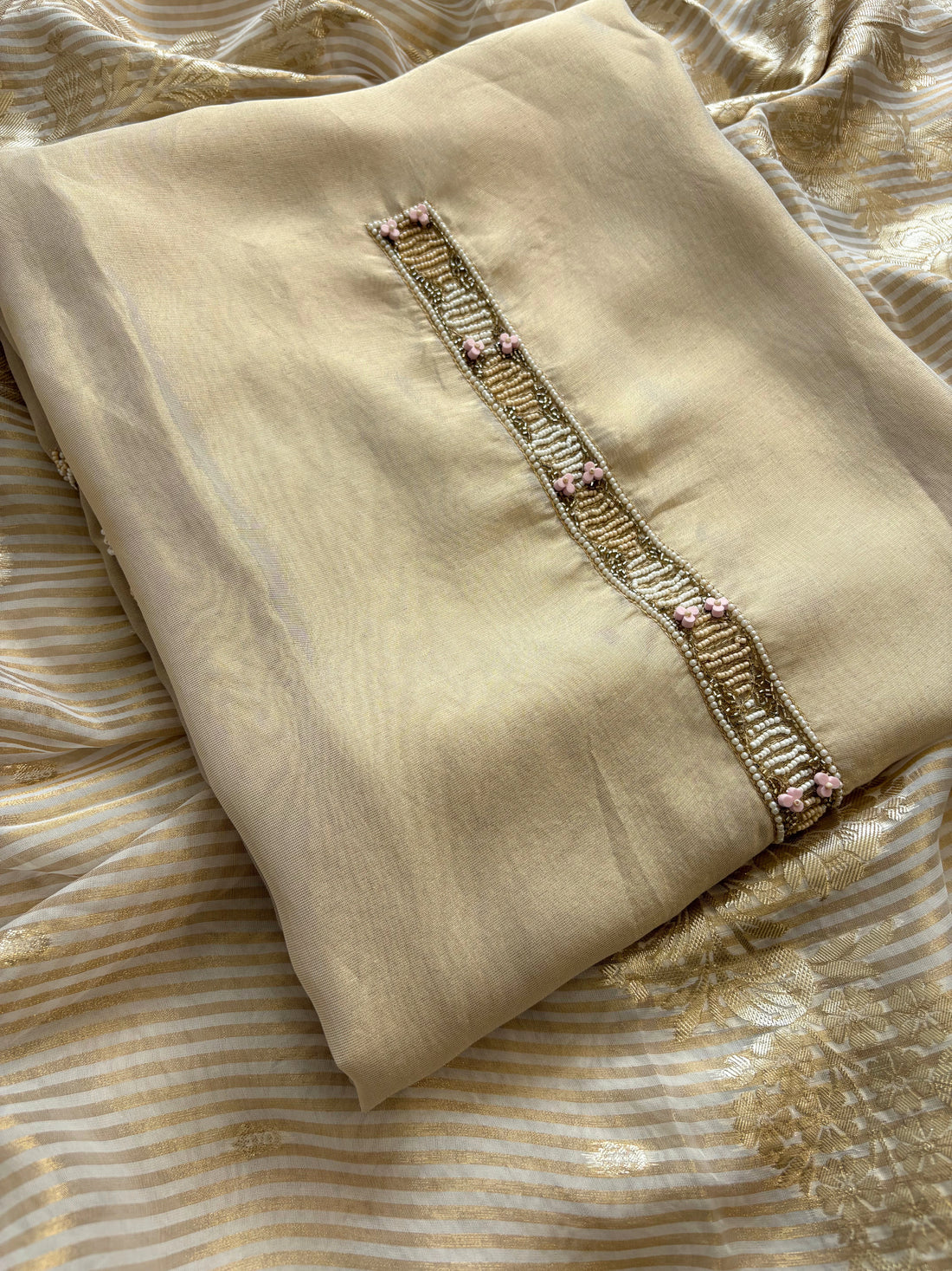 Shimmer Organza Suit with Banarasi Jacquard Dupatta