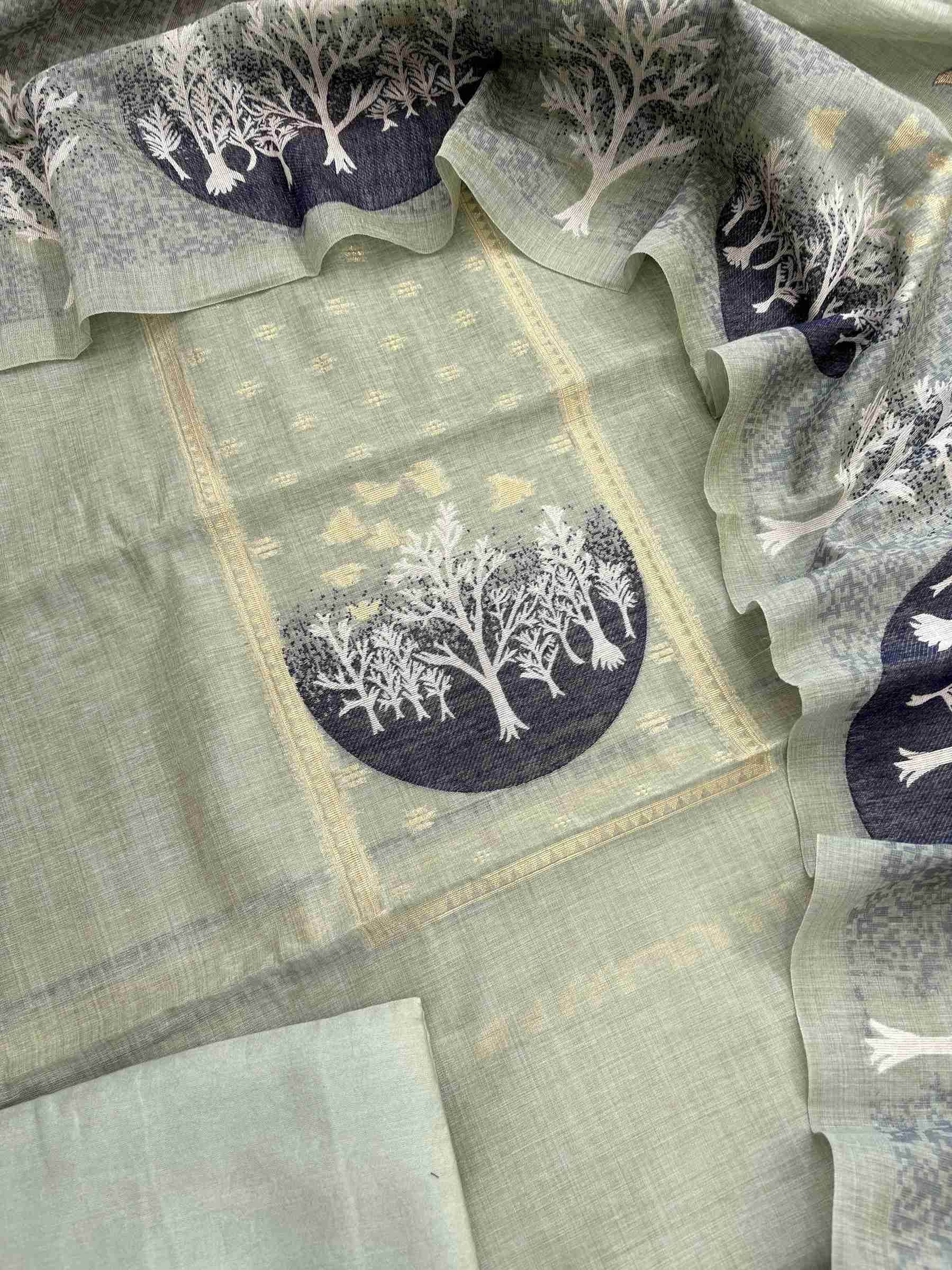 Pure linen unstitched suit for office wear