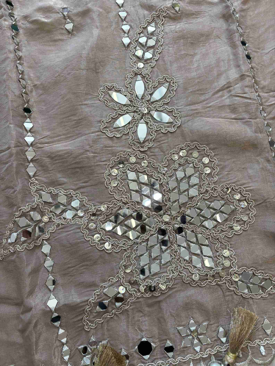 Tissue Silk unstitched suit with Mirror work - The Zareesh