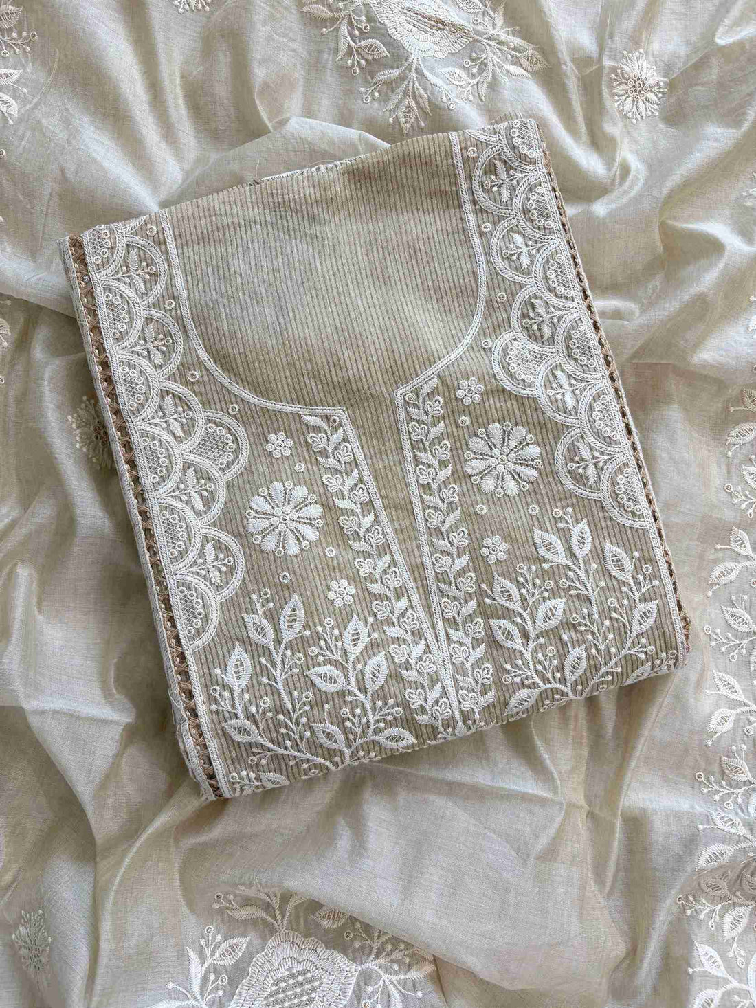 Chikankari Party wear Cotton Silk Unstitched Suit - The Zareesh