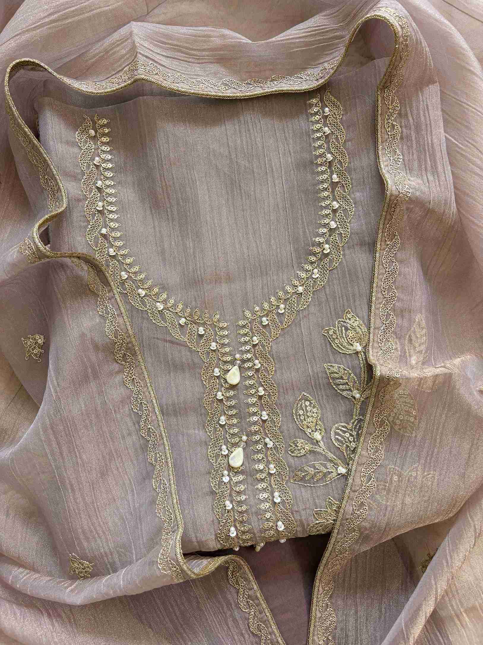 Designer Tissue silk unstitched suit - The Zareesh