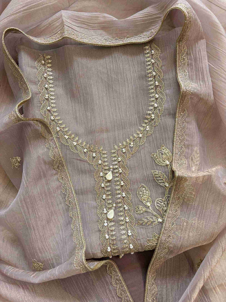 Designer Tissue silk unstitched suit - The Zareesh