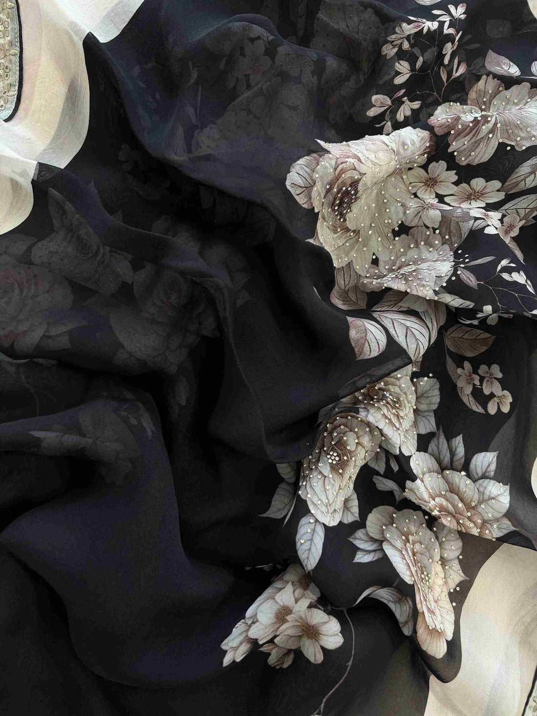 Pure Organza Unstitched Suit with Floral Digital Print Dupatta
