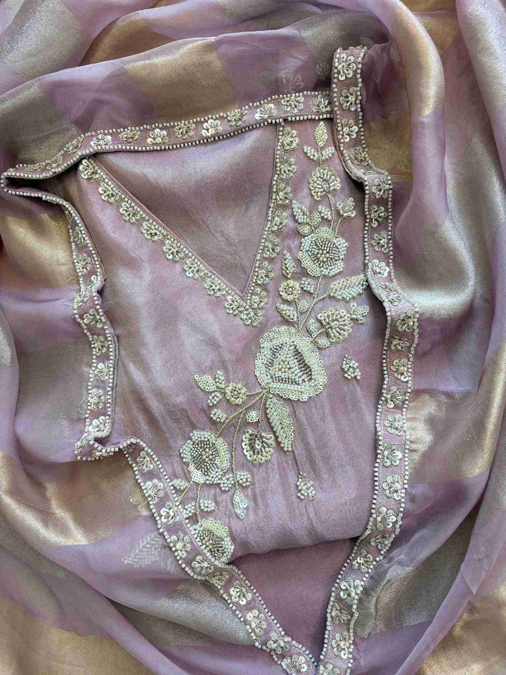 TISSUE suit set with cutdana work - The Zareesh