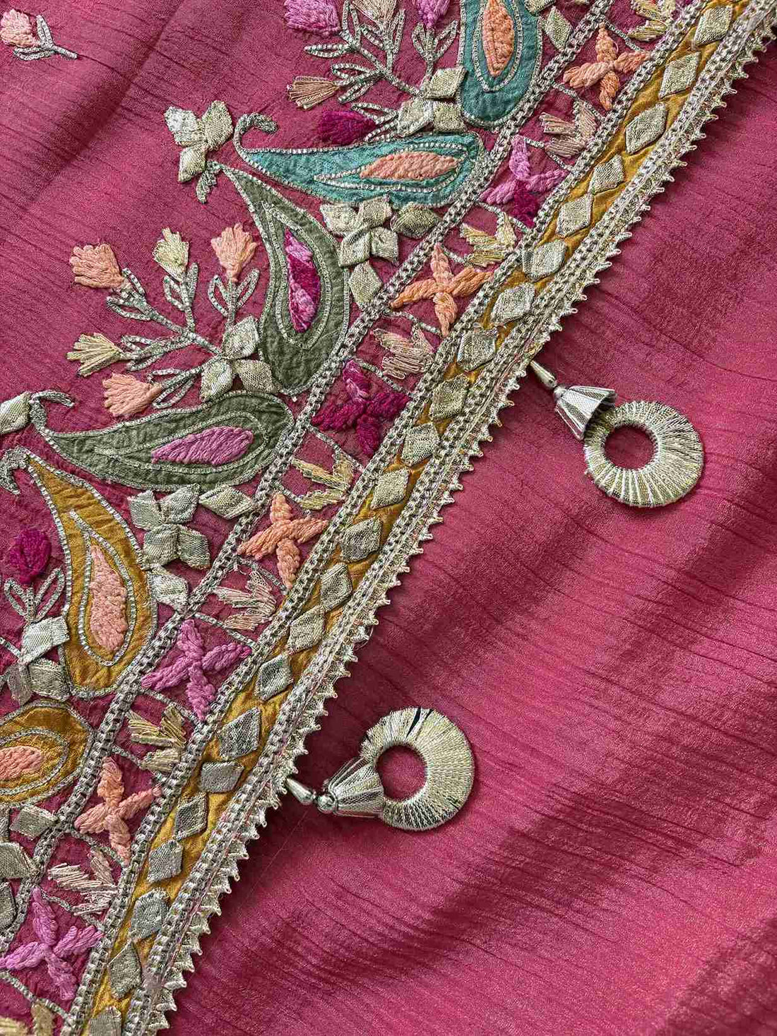 Pure  Crushed Tissue Heavy Gota Work Unstitched Suit - The Zareesh