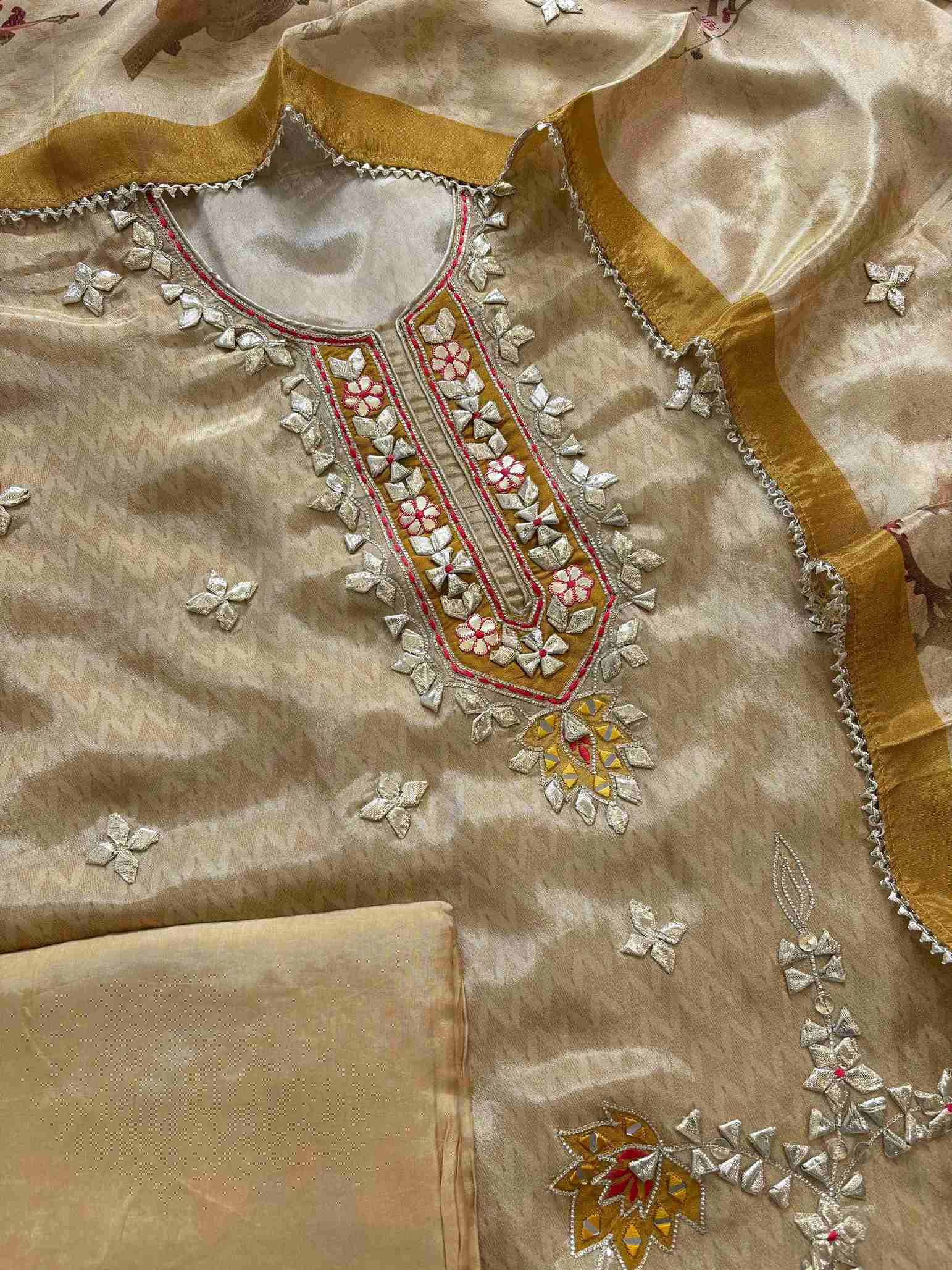 Designer gota patti unstitched suit - The Zareesh