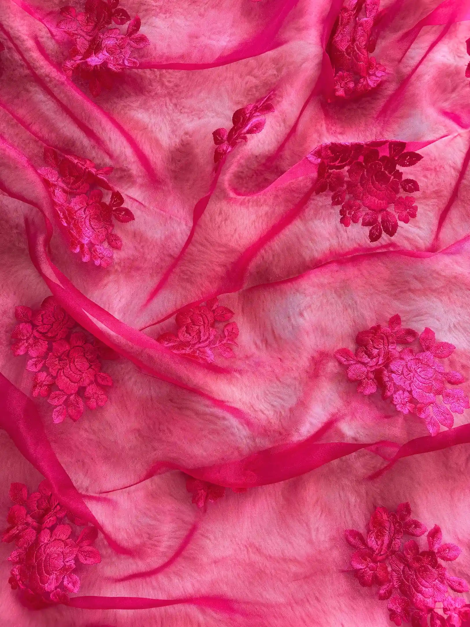 Glass tissue Designer Heavy floral thread embroidered Suit