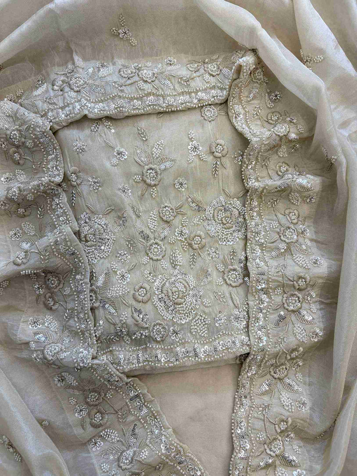 Designer Inspired Pure Soft Tissue Party and Wedding Wear Unstitched Suit