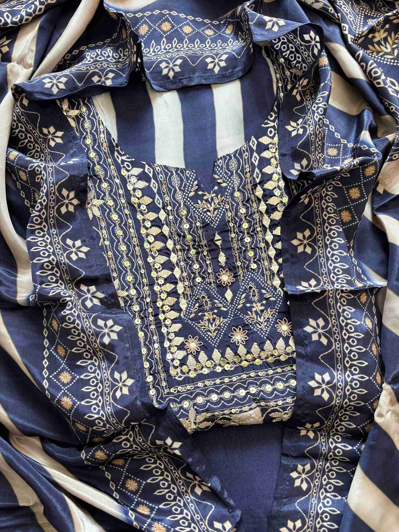 Striped Crepe Unstitched suits - The Zareesh