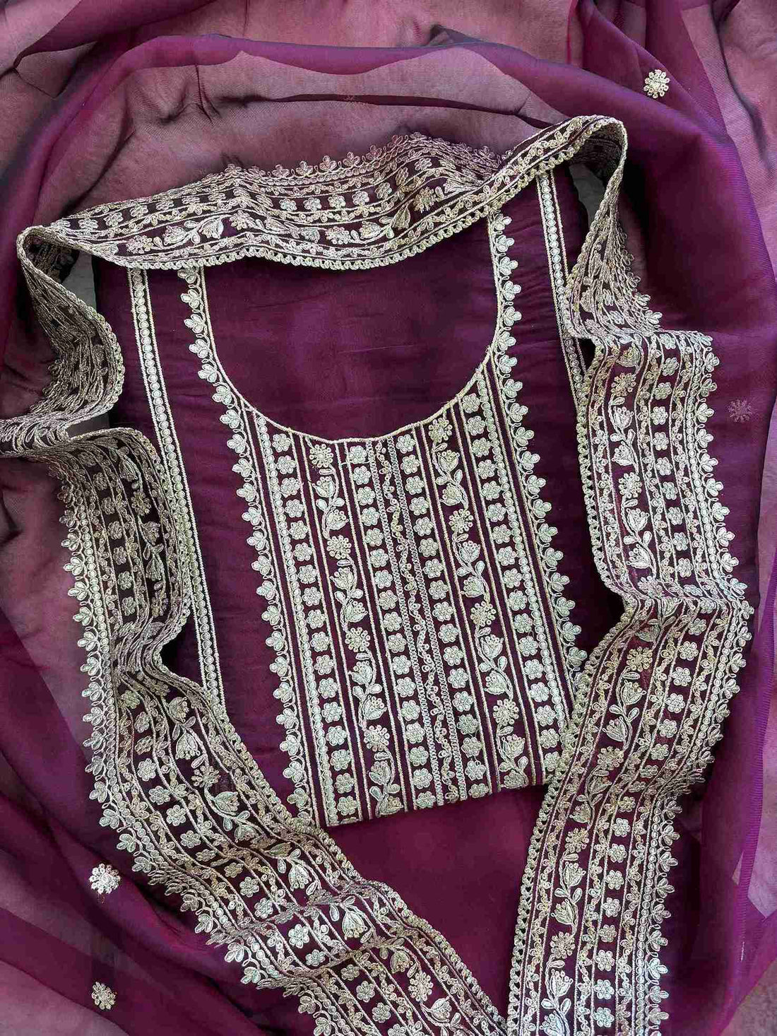 Satin Organza Unstitched Suit Set - The Zareesh