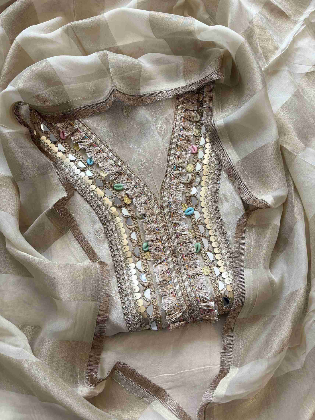 Tissue jacquard unstitched suit- The Zareesh