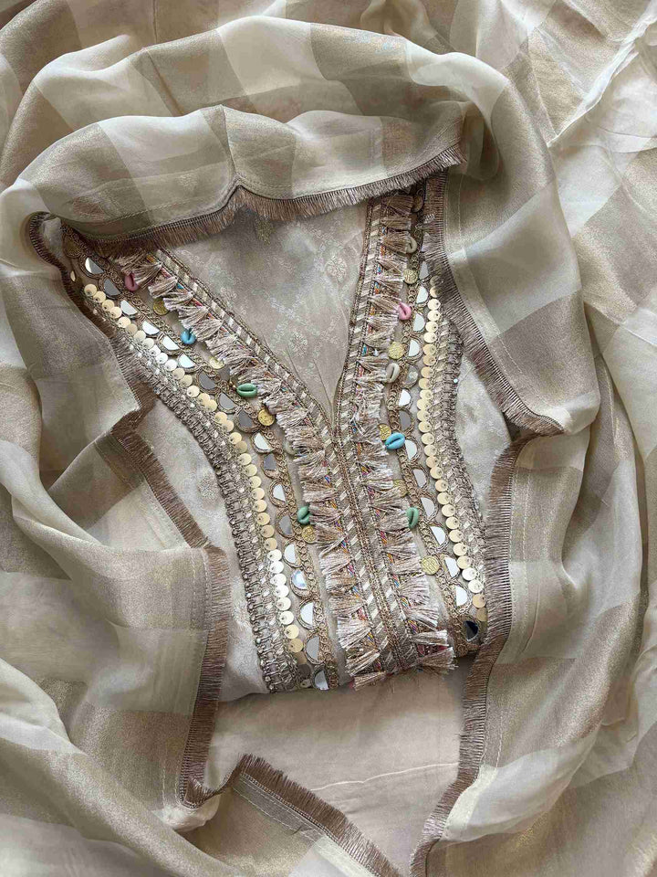 Tissue jacquard unstitched suit- The Zareesh