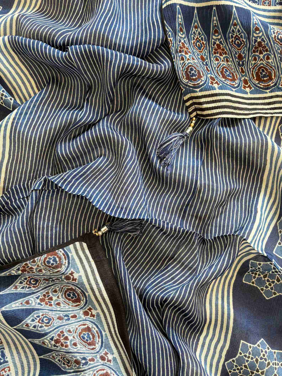 Ajrakh pure crepe unstitched suit - The Zareesh