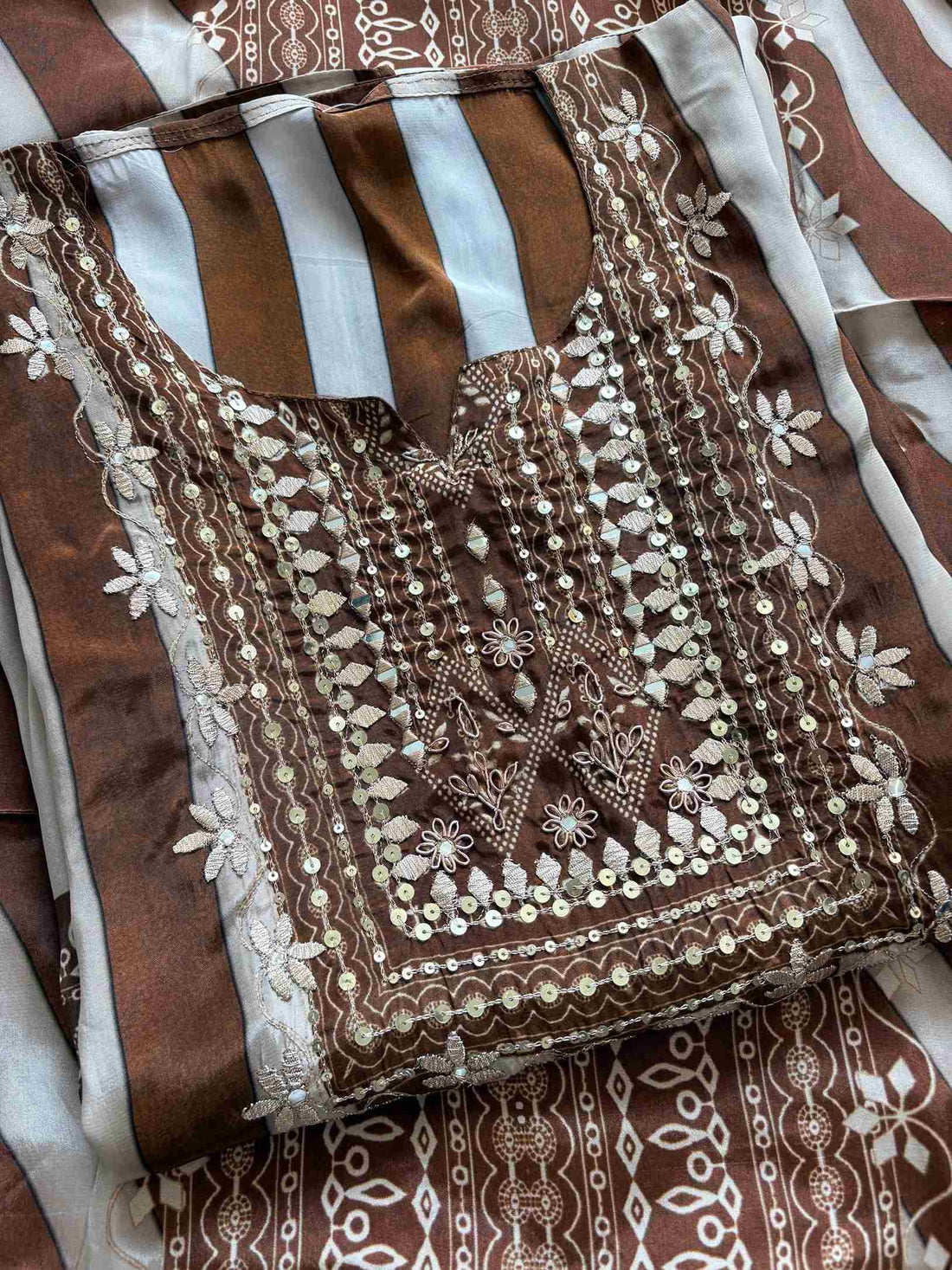 Striped Crepe Unstitched suits - The Zareesh