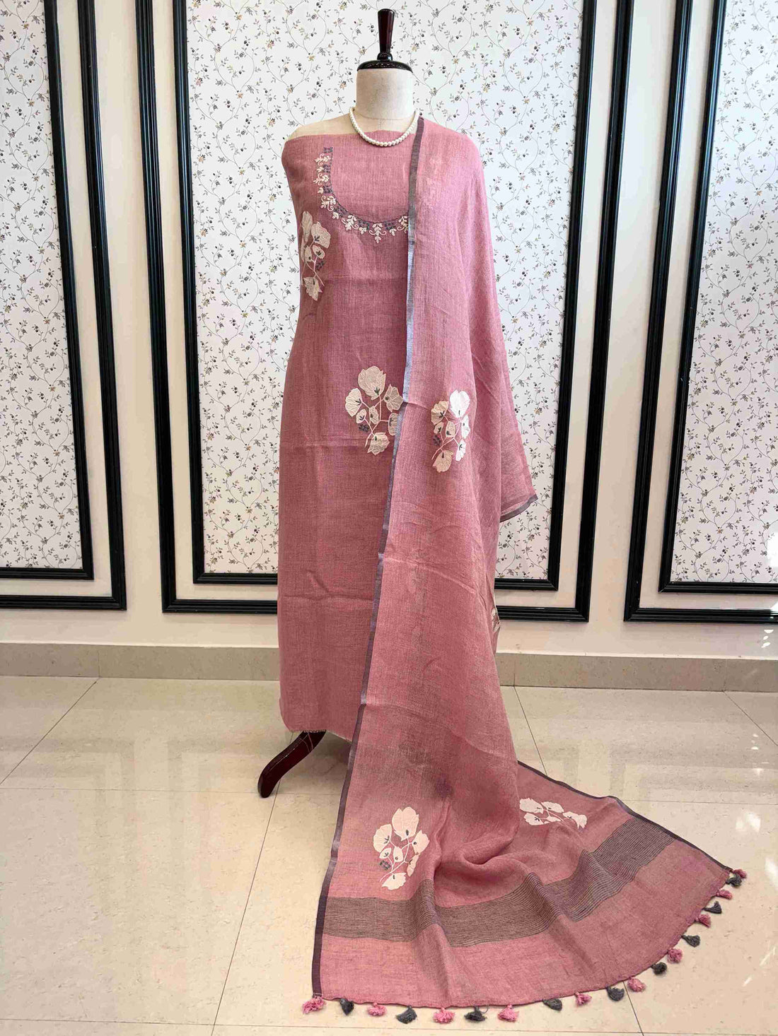 Formal Wear Soft cotton Linen shirt with applique work - The Zareesh