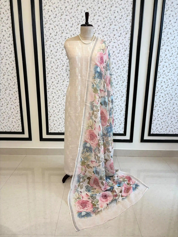 pure linen unstitched suit for casual look