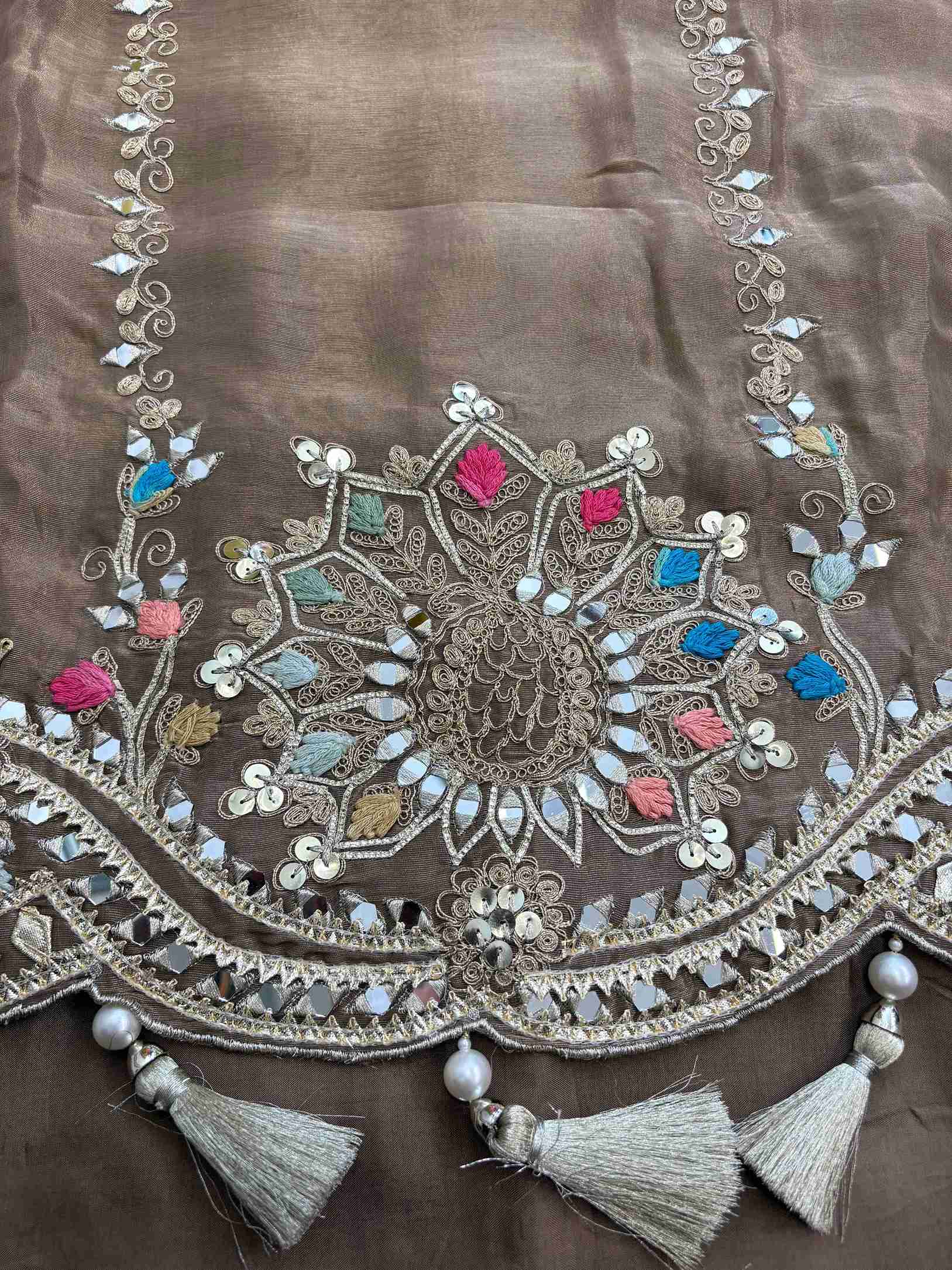 Pure Tissue Mirror Work Unstiched Suit - the Zareesh