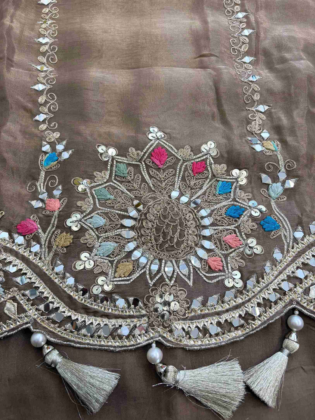 Pure Tissue Mirror Work Unstiched Suit - the Zareesh