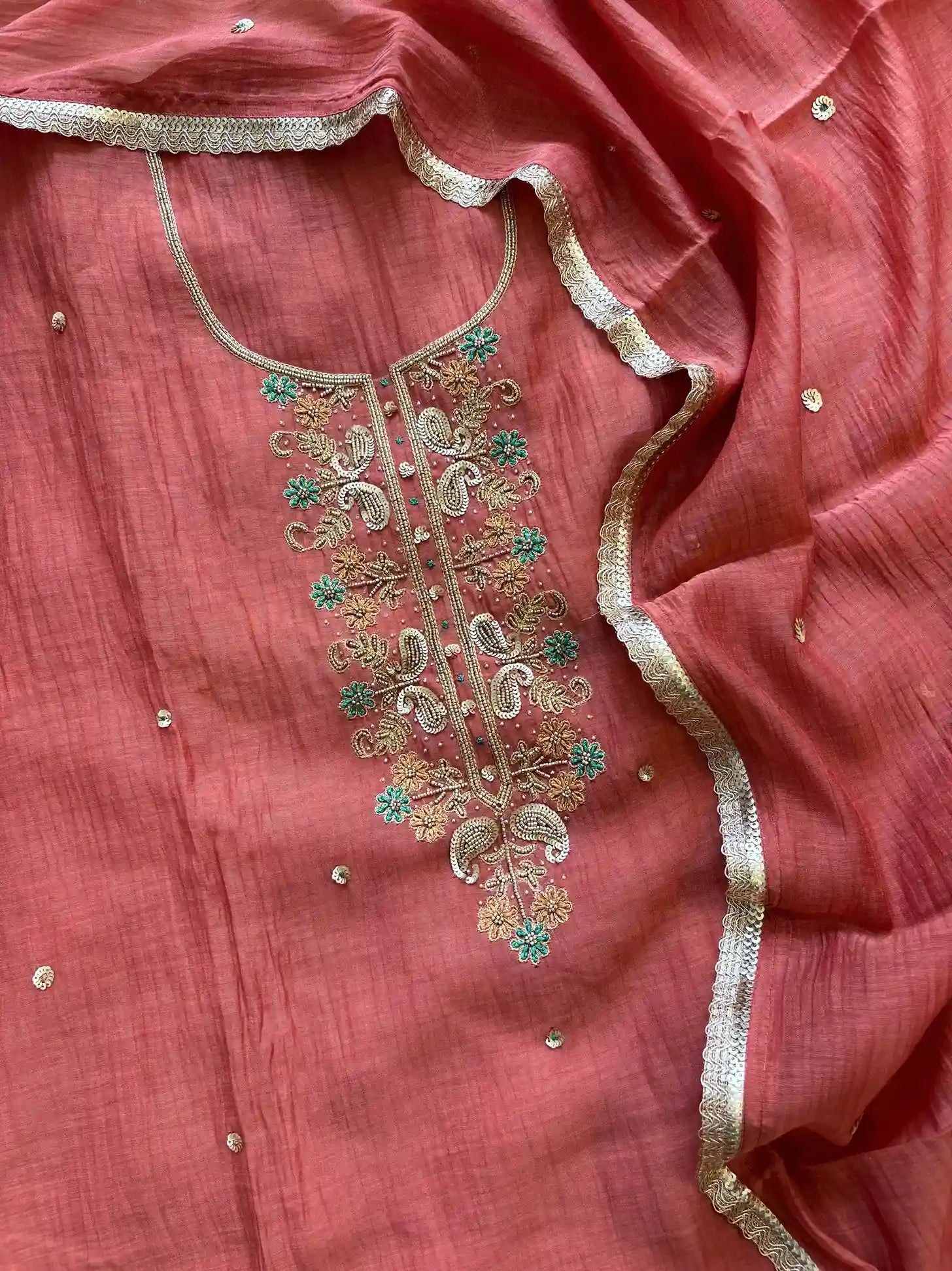 Pure mul cotton unstitched suits in party wear designs