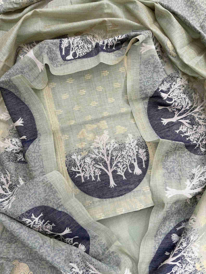 Pure linen unstitched suit for office wear