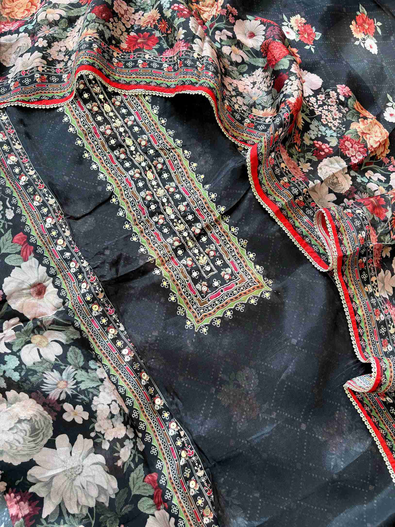 Soft organza Unstitched shirt with pakistani lawn inspired look - The Zareesh