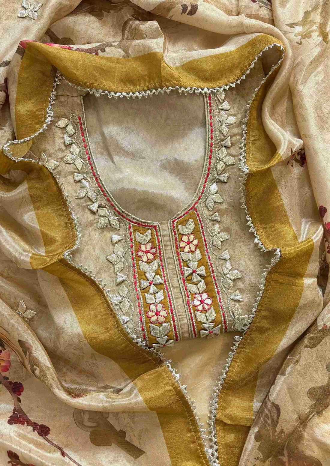 Designer gota patti unstitched suit - The Zareesh