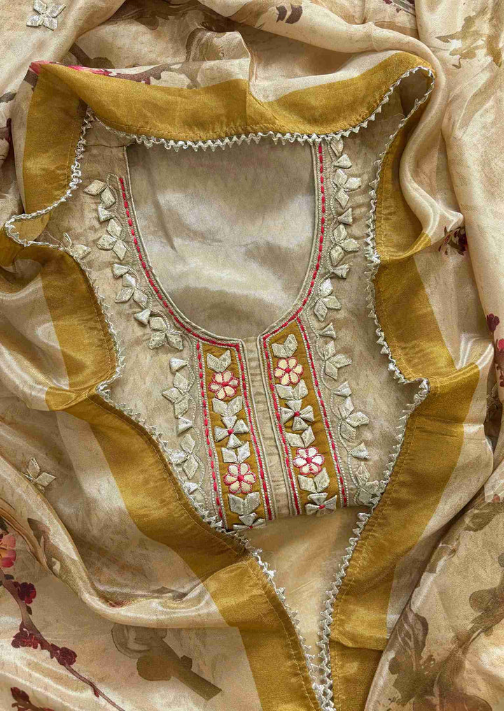 Designer gota patti unstitched suit - The Zareesh