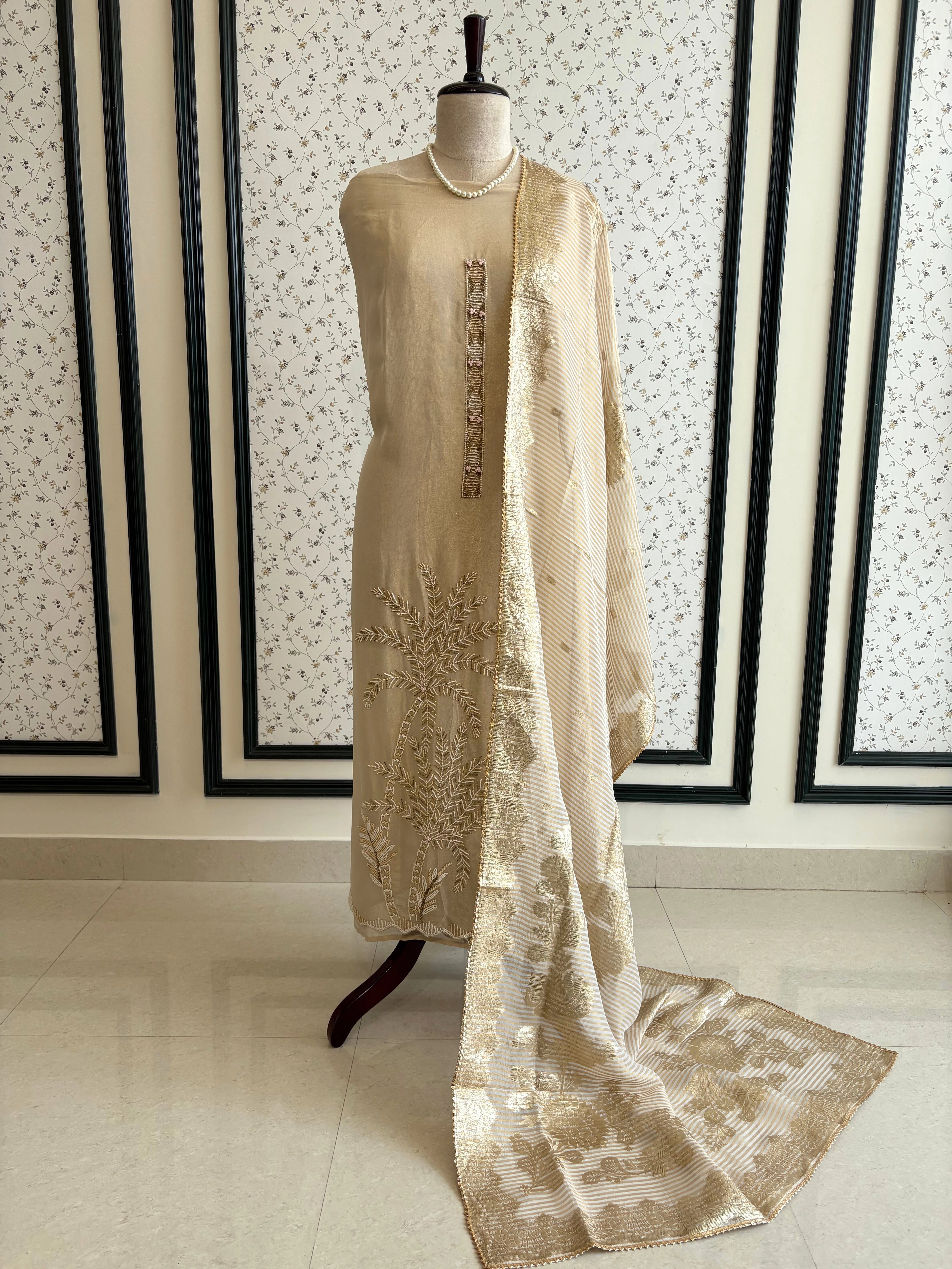Shimmer Organza Suit with Banarasi Jacquard Dupatta
