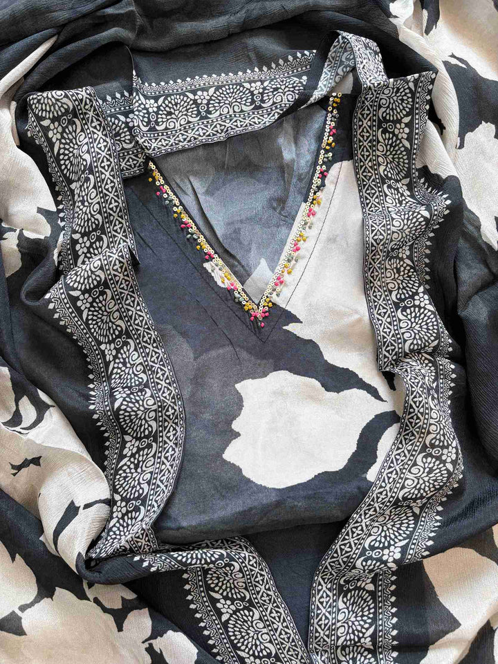 Pure Crepe Digitally Printed unstitched suit - The Zareesh