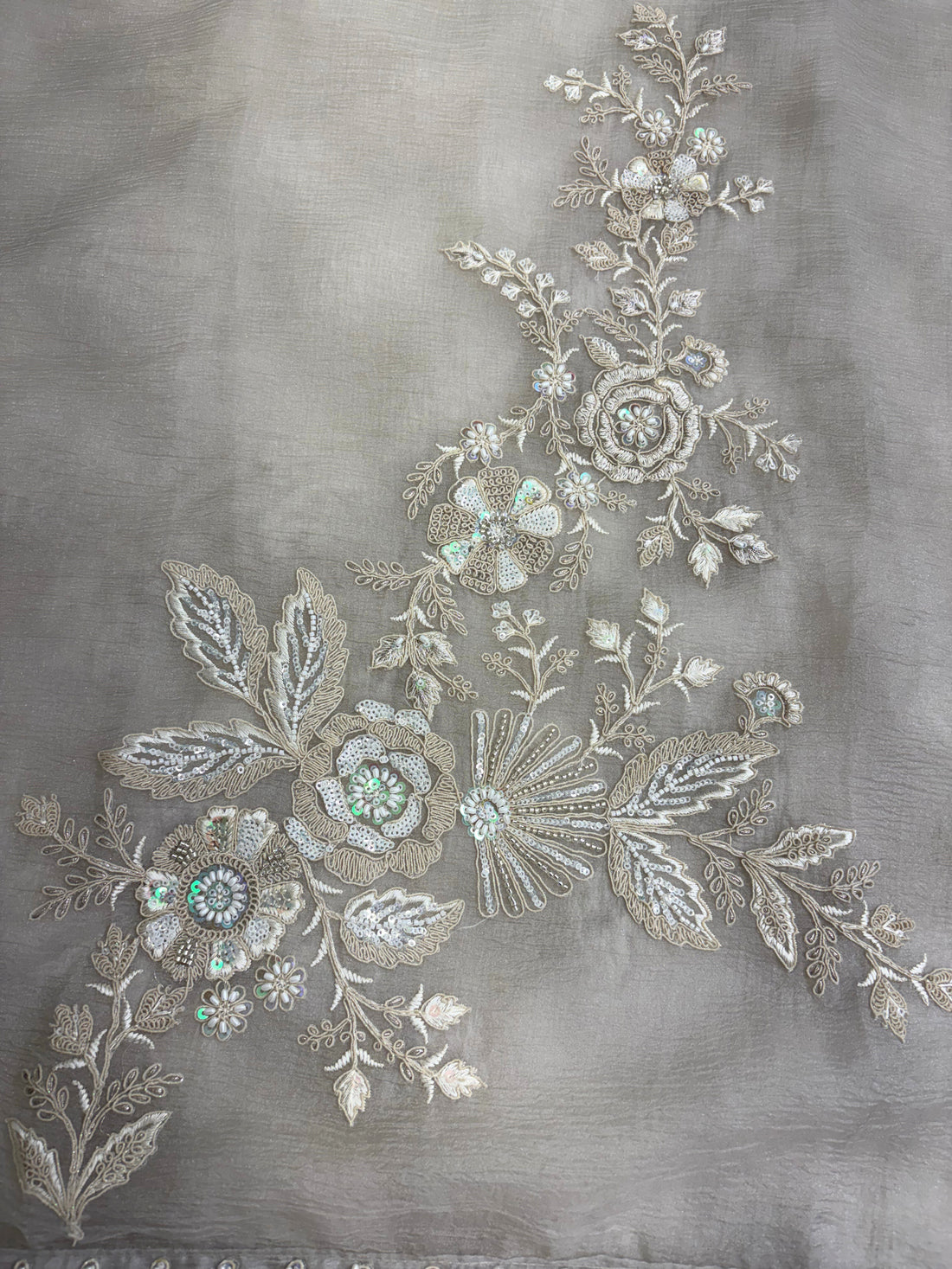 Heavy embroidered daaman with thread work cutdana sequins and beads