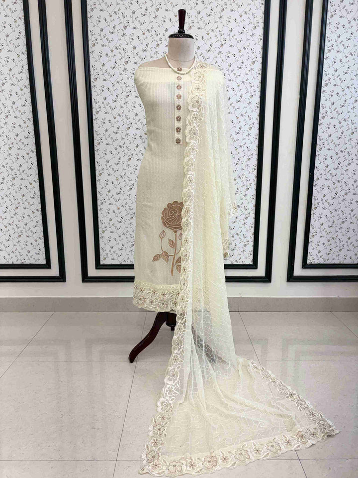 georgette unstitched suit party wear with chiffon dupatta