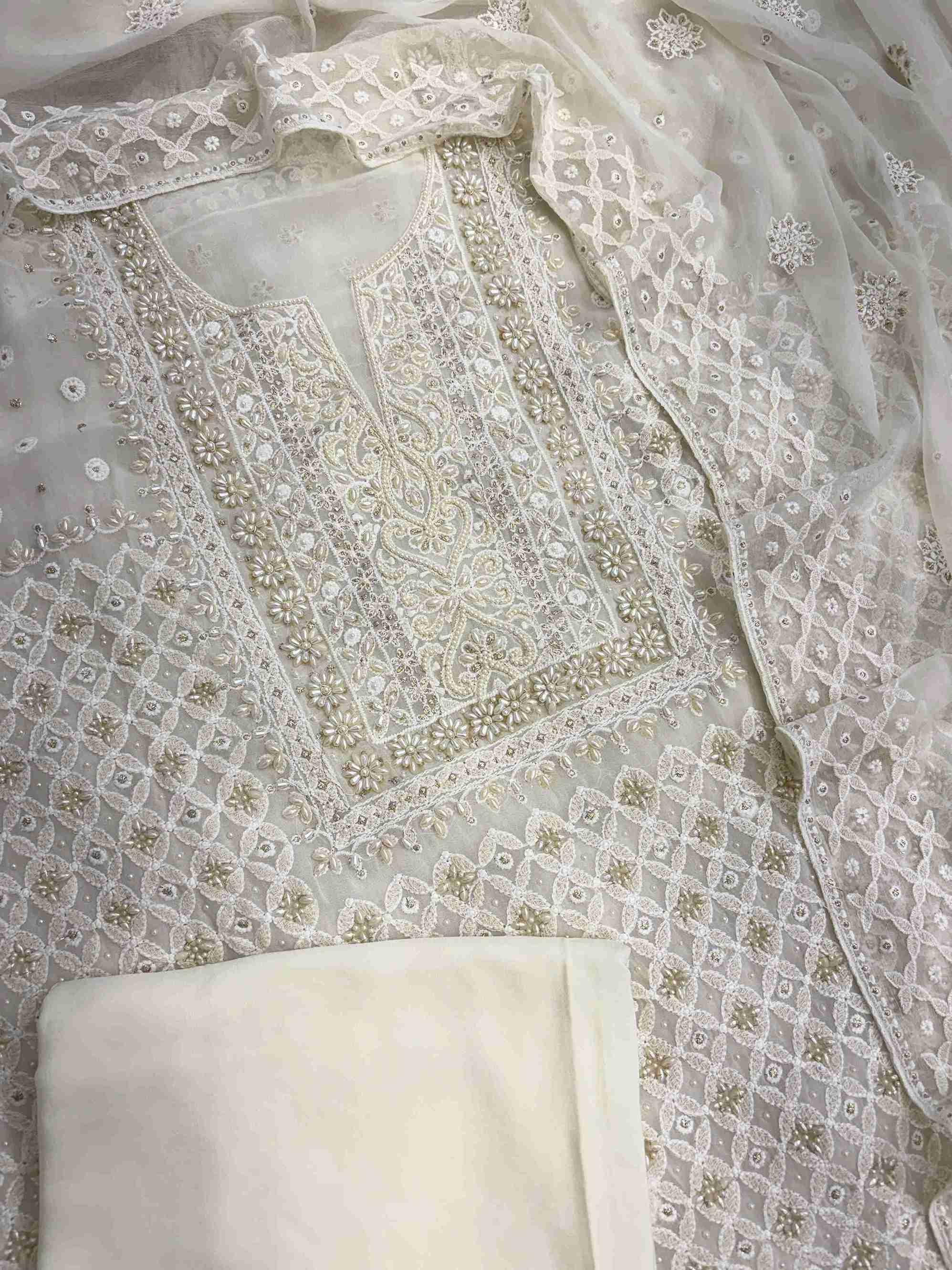 Ivory crepe bottom fabric for unstitched suit set