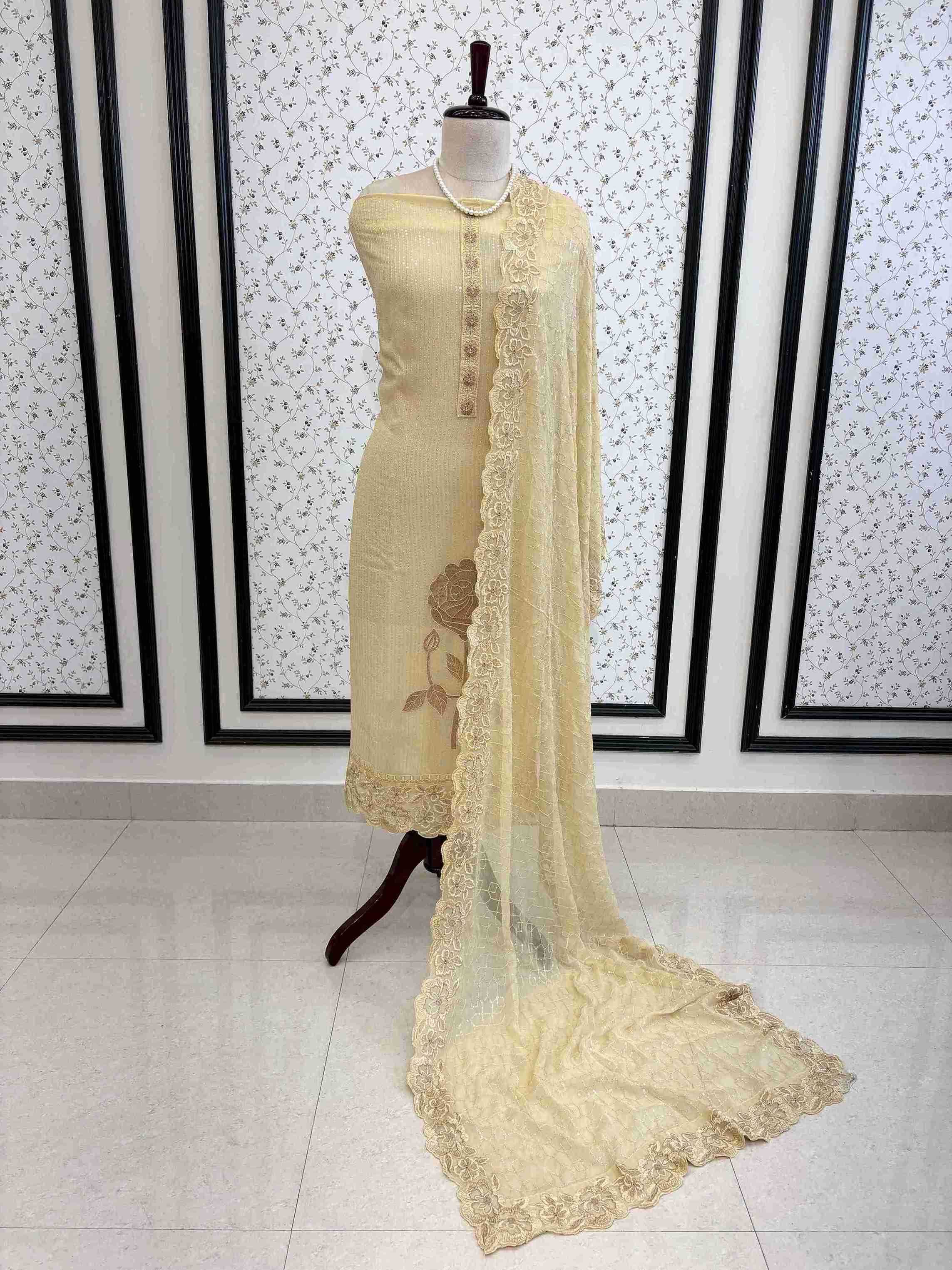 georgette unstitched suit party wear with chiffon dupatta