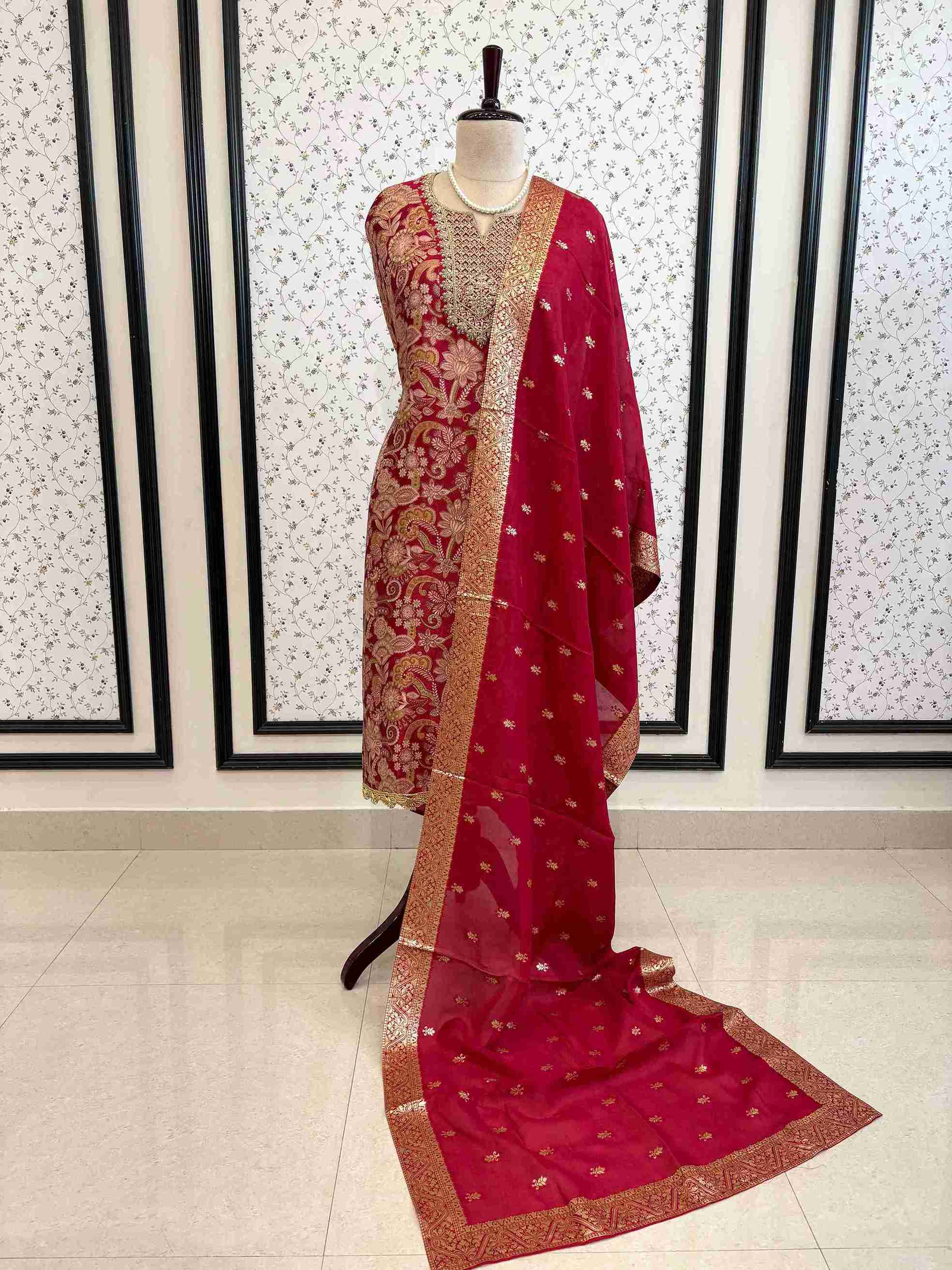 unstitched suit party wear