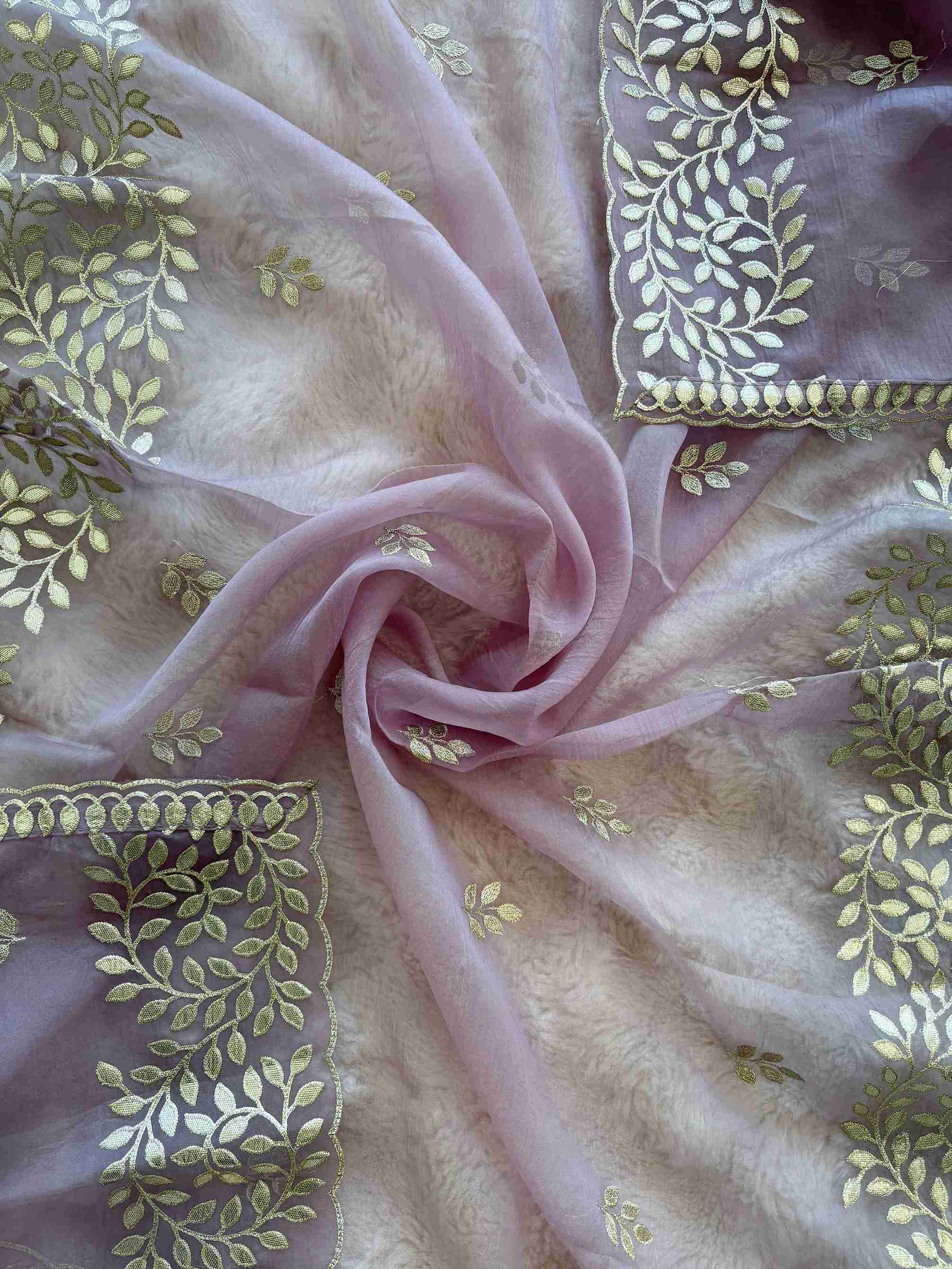 Mauve opada silk bottom fabric flatlay