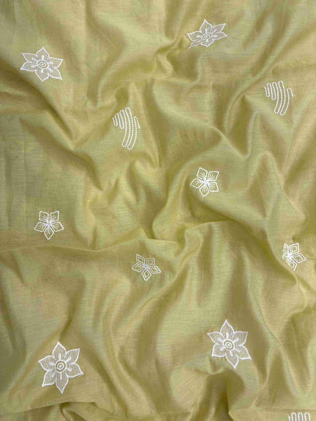 Mul chanderi dupatta with geometric embroidery and cutwork border