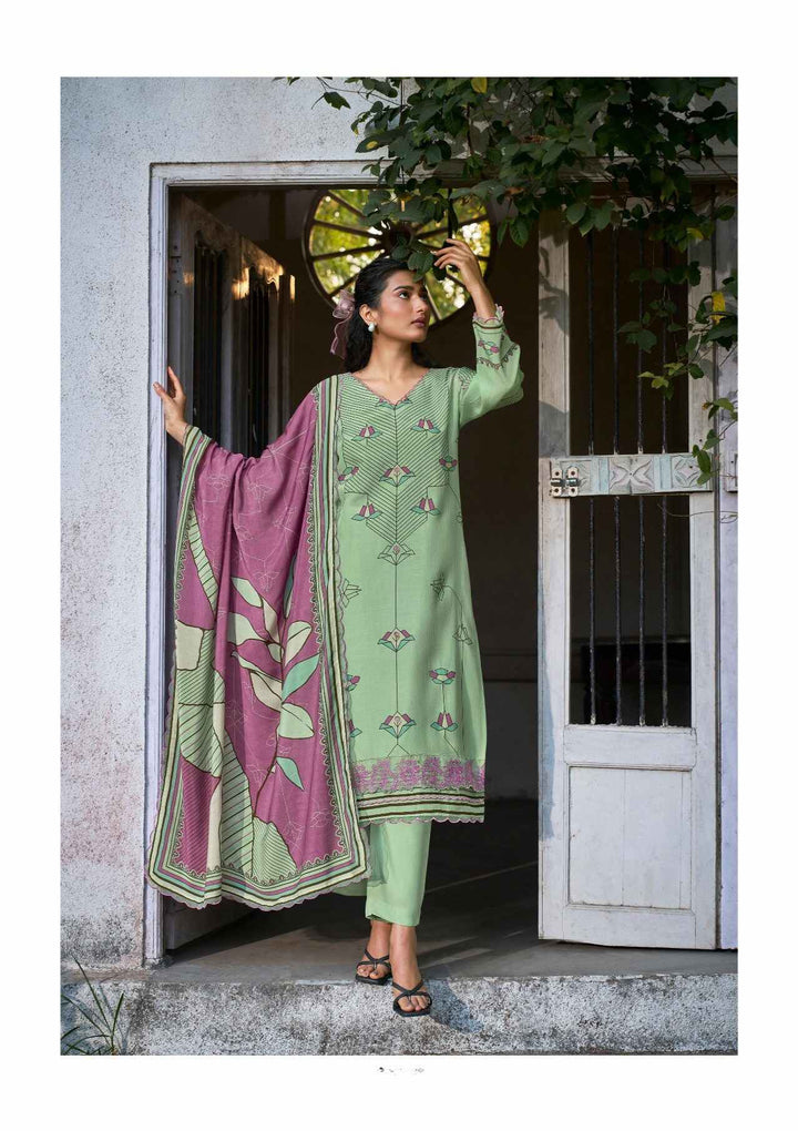 Model showing muslin dress