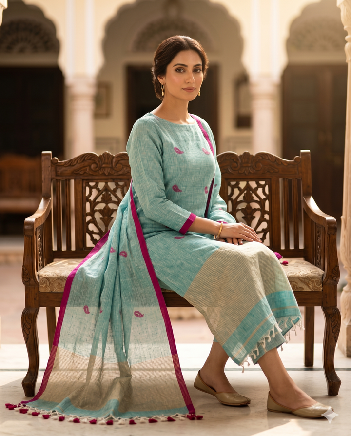 model wearing seaform unstitched suit