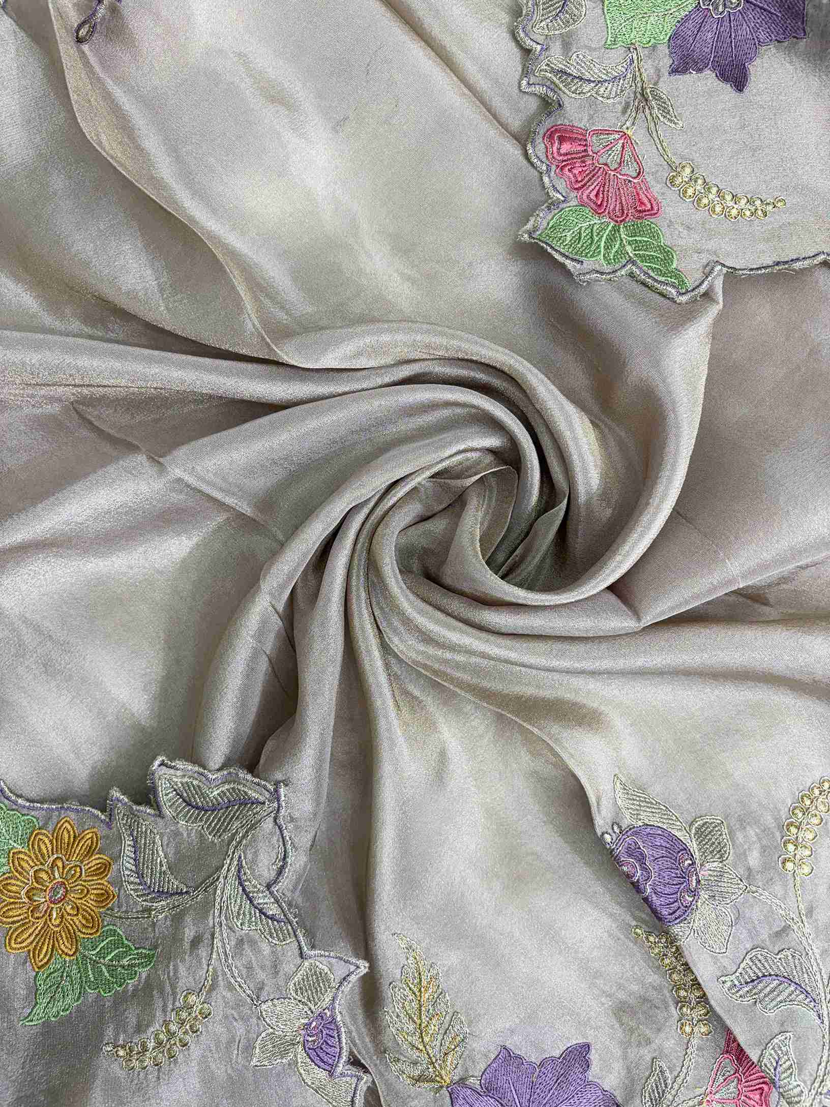 Shimmer organza dupatta with cutwork and resham embroidered border
