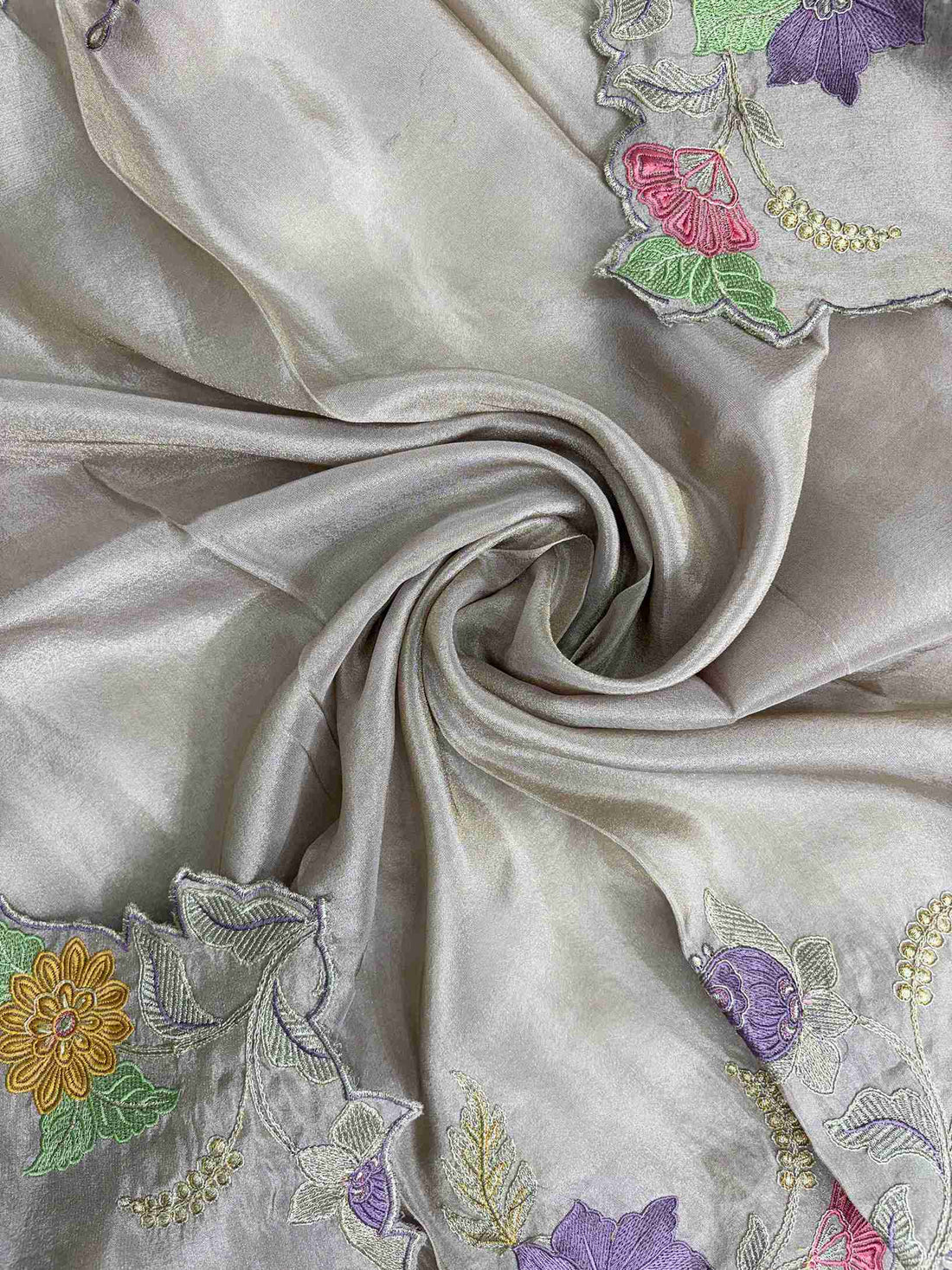 Shimmer organza dupatta with cutwork and resham embroidered border