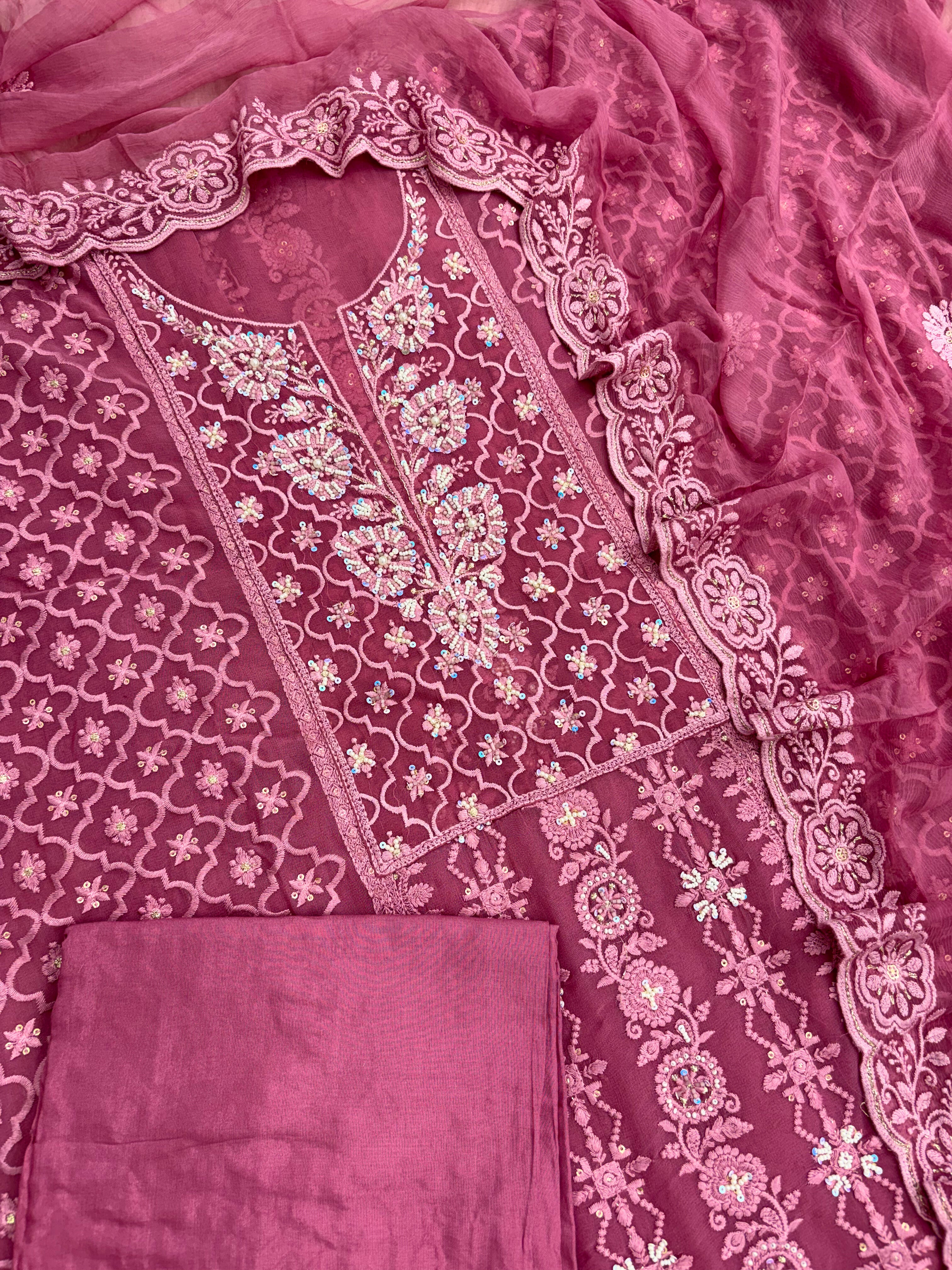 Plum cotton silk bottom fabric for unstitched suit set