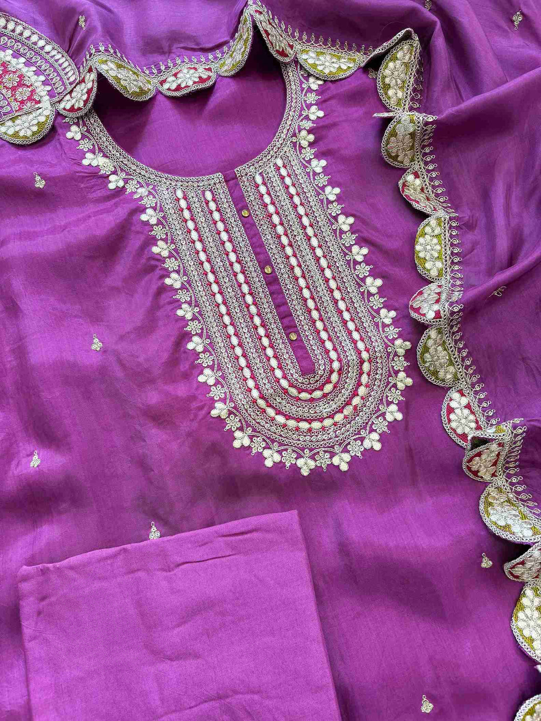 Matching purple cotton silk bottom fabric for unstitched suit