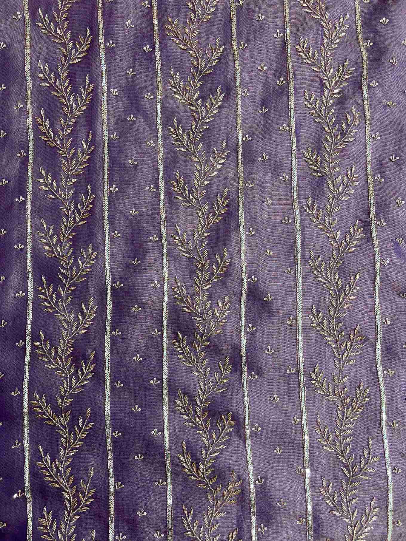 Purple designer party wear unstitched suit with premium heavy embellishment