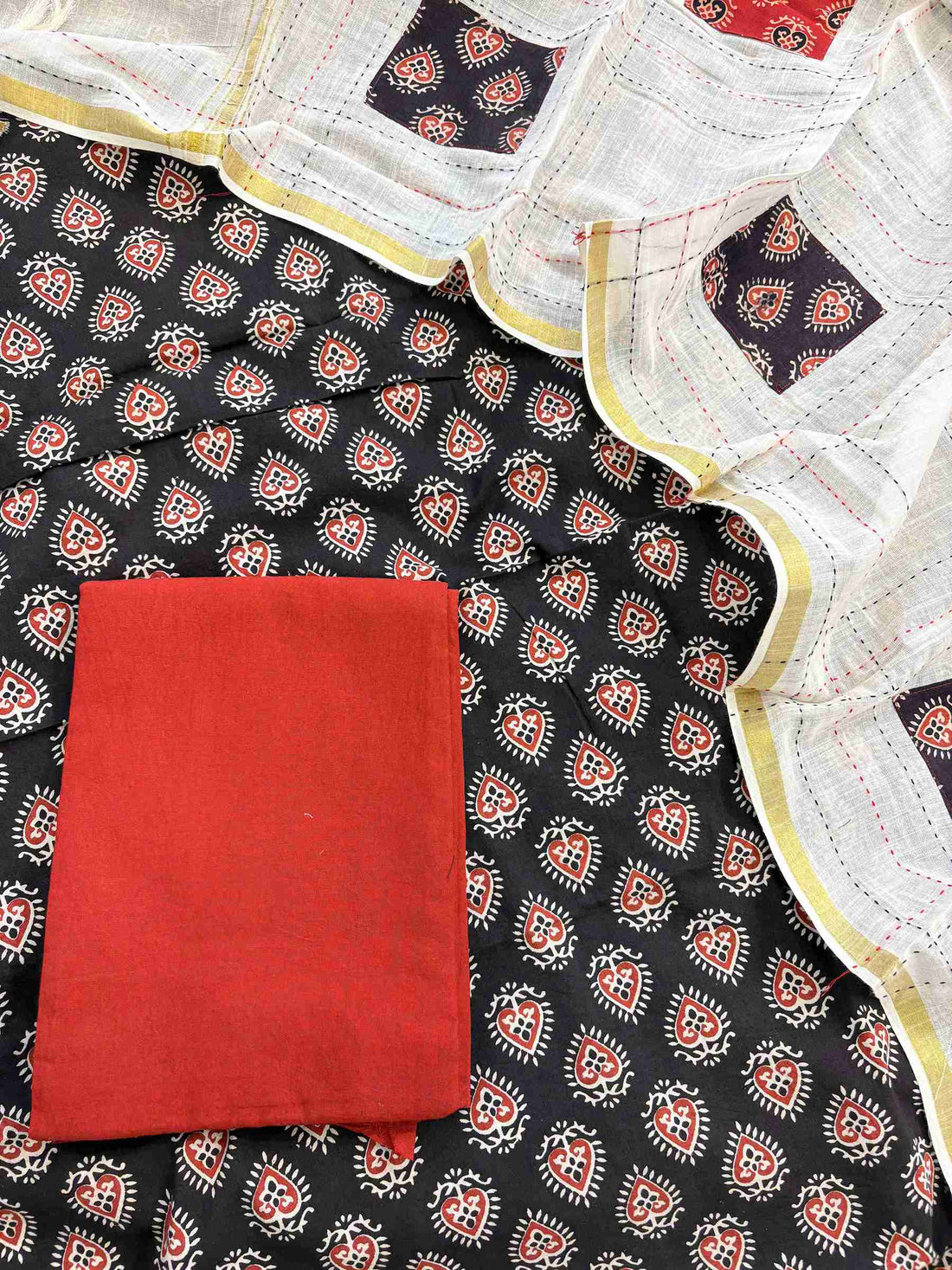 Rust pure cotton bottom fabric for unstitched suit set